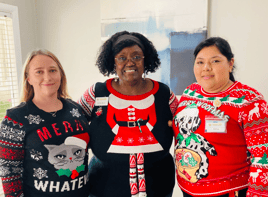 Celebrate the holidays at Leisure Vale Assisted Living with Ugly Sweater Day, family visits, football, and festive fun.